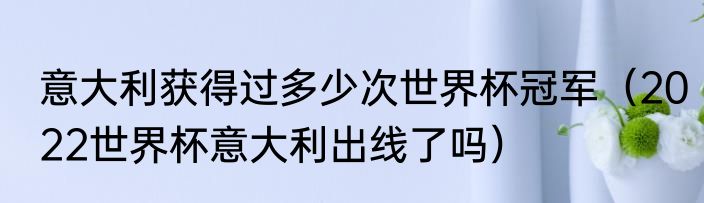 意大利获得过多少次世界杯冠军（2022世界杯意大利出线了吗）