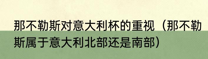 那不勒斯对意大利杯的重视（那不勒斯属于意大利北部还是南部）
