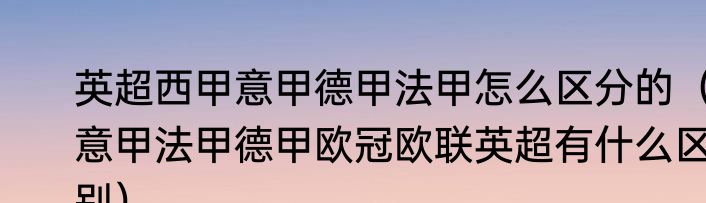 英超西甲意甲德甲法甲怎么区分的（意甲法甲德甲欧冠欧联英超有什么区别）