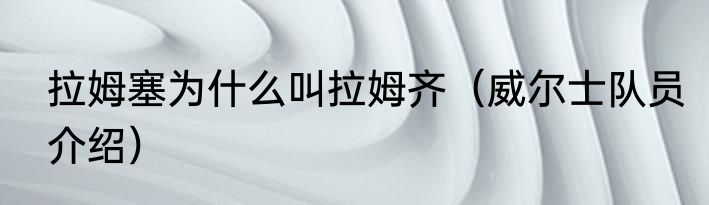 拉姆塞为什么叫拉姆齐（威尔士队员介绍）