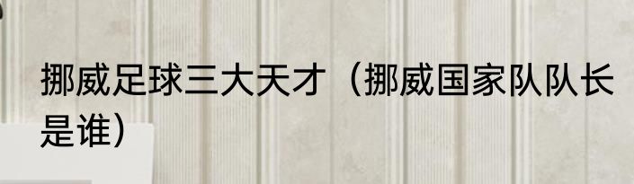 挪威足球三大天才（挪威国家队队长是谁）