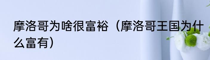 摩洛哥为啥很富裕（摩洛哥王国为什么富有）
