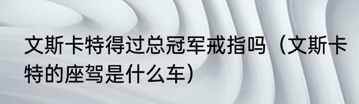 文斯卡特得过总冠军戒指吗（文斯卡特的座驾是什么车）