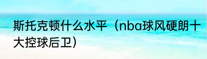 斯托克顿什么水平（nba球风硬朗十大控球后卫）