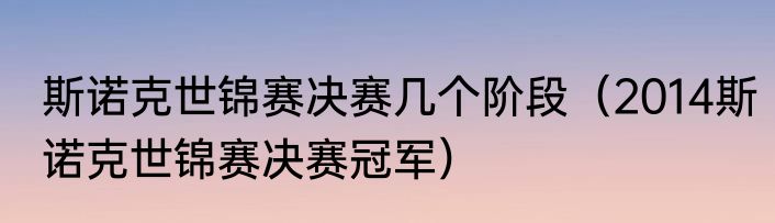 斯诺克世锦赛决赛几个阶段（2014斯诺克世锦赛决赛冠军）