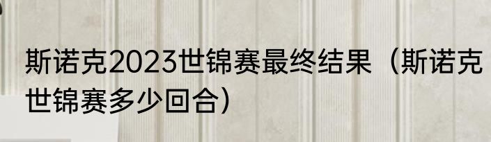 斯诺克2023世锦赛最终结果（斯诺克世锦赛多少回合）