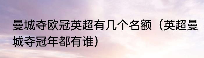 曼城夺欧冠英超有几个名额（英超曼城夺冠年都有谁）