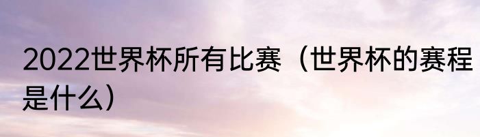 2022世界杯所有比赛（世界杯的赛程是什么）