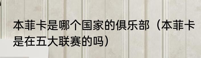 本菲卡是哪个国家的俱乐部（本菲卡是在五大联赛的吗）