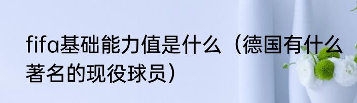 fifa基础能力值是什么（德国有什么著名的现役球员）