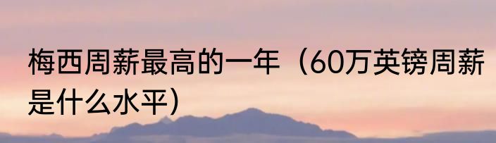 梅西周薪最高的一年（60万英镑周薪是什么水平）