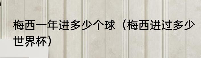 梅西一年进多少个球（梅西进过多少世界杯）