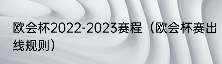 欧会杯2022-2023赛程（欧会杯赛出线规则）