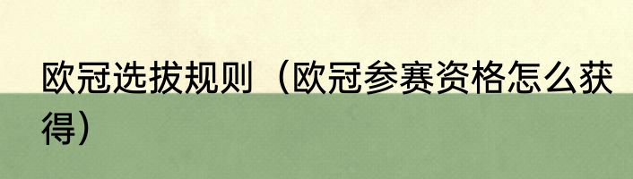 欧冠选拔规则（欧冠参赛资格怎么获得）