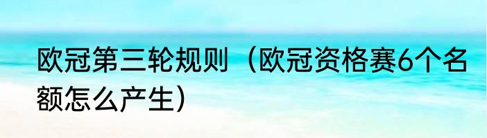 欧冠第三轮规则（欧冠资格赛6个名额怎么产生）