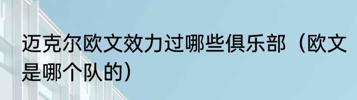 迈克尔欧文效力过哪些俱乐部（欧文是哪个队的）