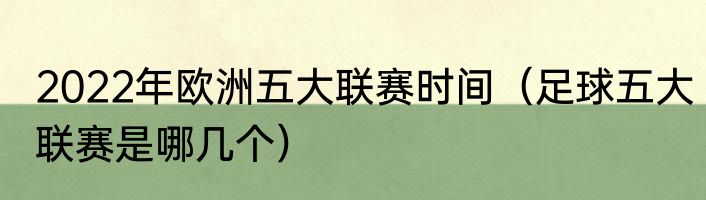 2022年欧洲五大联赛时间（足球五大联赛是哪几个）