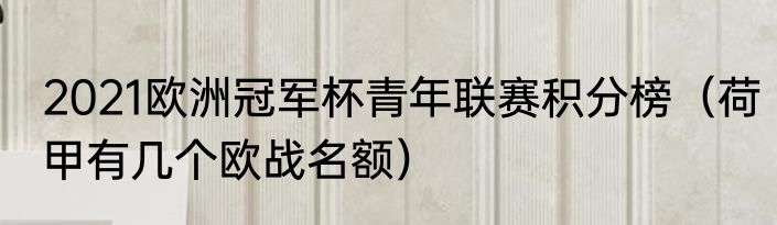 2021欧洲冠军杯青年联赛积分榜（荷甲有几个欧战名额）