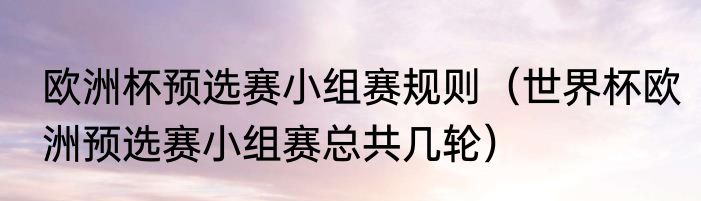 欧洲杯预选赛小组赛规则（世界杯欧洲预选赛小组赛总共几轮）