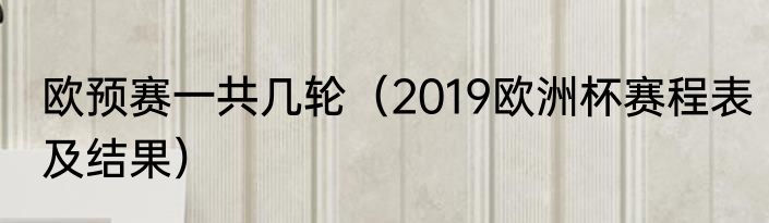 欧预赛一共几轮（2019欧洲杯赛程表及结果）