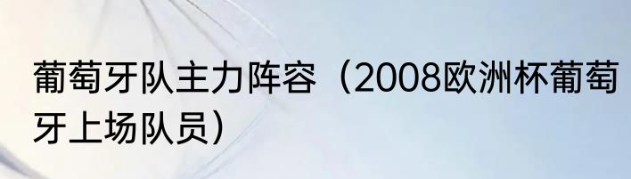葡萄牙队主力阵容（2008欧洲杯葡萄牙上场队员）