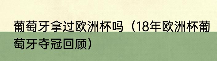 葡萄牙拿过欧洲杯吗（18年欧洲杯葡萄牙夺冠回顾）