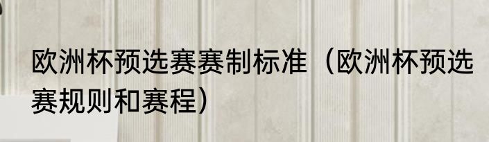 欧洲杯预选赛赛制标准（欧洲杯预选赛规则和赛程）