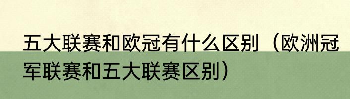 五大联赛和欧冠有什么区别（欧洲冠军联赛和五大联赛区别）