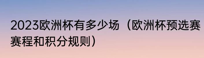 2023欧洲杯有多少场（欧洲杯预选赛赛程和积分规则）