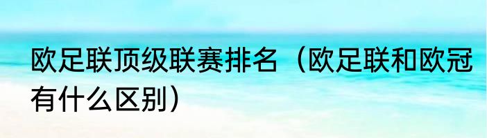 欧足联顶级联赛排名（欧足联和欧冠有什么区别）