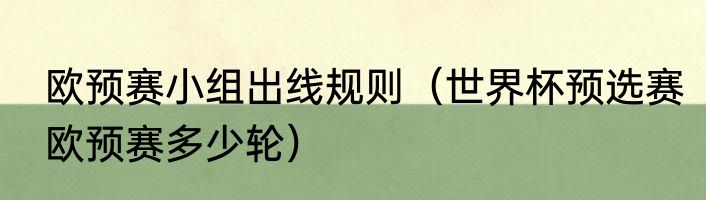 欧预赛小组出线规则（世界杯预选赛欧预赛多少轮）