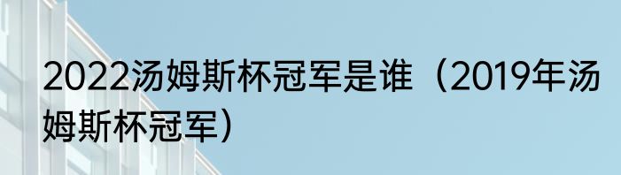 2022汤姆斯杯冠军是谁（2019年汤姆斯杯冠军）