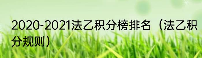 2020-2021法乙积分榜排名（法乙积分规则）