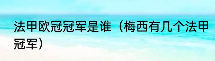 法甲欧冠冠军是谁（梅西有几个法甲冠军）