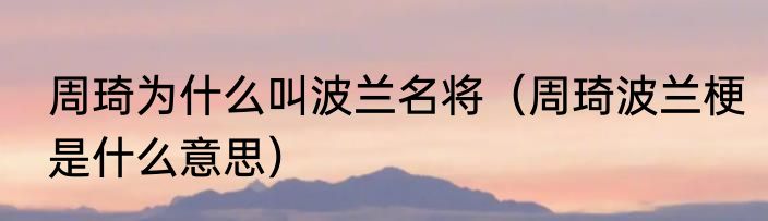 周琦为什么叫波兰名将（周琦波兰梗是什么意思）