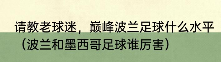 请教老球迷，巅峰波兰足球什么水平（波兰和墨西哥足球谁厉害）