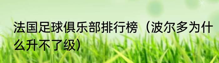 法国足球俱乐部排行榜（波尔多为什么升不了级）
