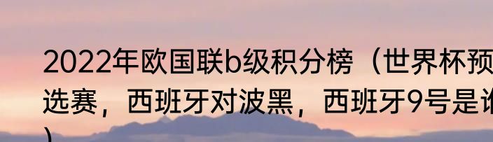 2022年欧国联b级积分榜（世界杯预选赛，西班牙对波黑，西班牙9号是谁）