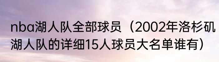 nba湖人队全部球员（2002年洛杉矶湖人队的详细15人球员大名单谁有）