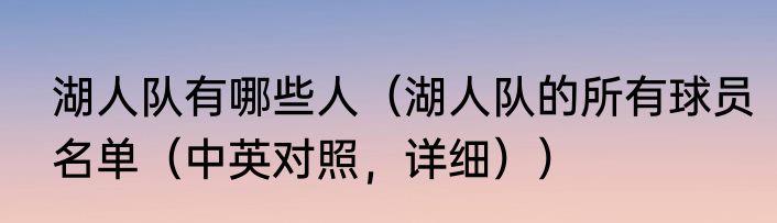 湖人队有哪些人（湖人队的所有球员名单（中英对照，详细））