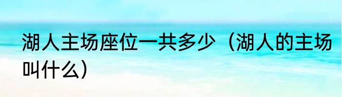 湖人主场座位一共多少（湖人的主场叫什么）
