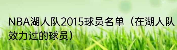 NBA湖人队2015球员名单（在湖人队效力过的球员）