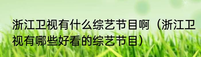 浙江卫视有什么综艺节目啊（浙江卫视有哪些好看的综艺节目）
