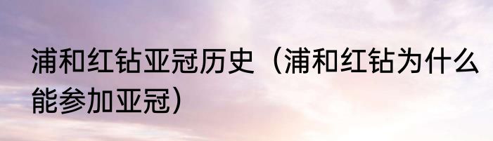 浦和红钻亚冠历史（浦和红钻为什么能参加亚冠）