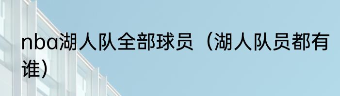 nba湖人队全部球员（湖人队员都有谁）