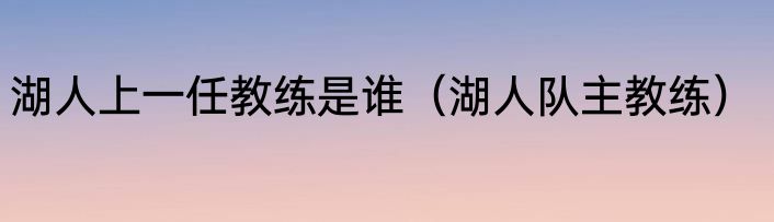 湖人上一任教练是谁（湖人队主教练）