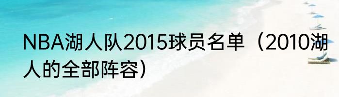 NBA湖人队2015球员名单（2010湖人的全部阵容）