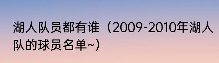 湖人队员都有谁（2009-2010年湖人队的球员名单~）