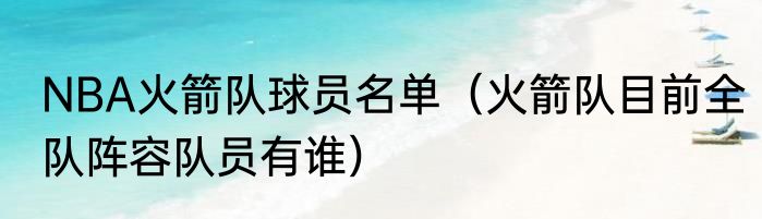 NBA火箭队球员名单（火箭队目前全队阵容队员有谁）