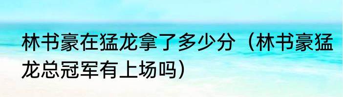 林书豪在猛龙拿了多少分（林书豪猛龙总冠军有上场吗）